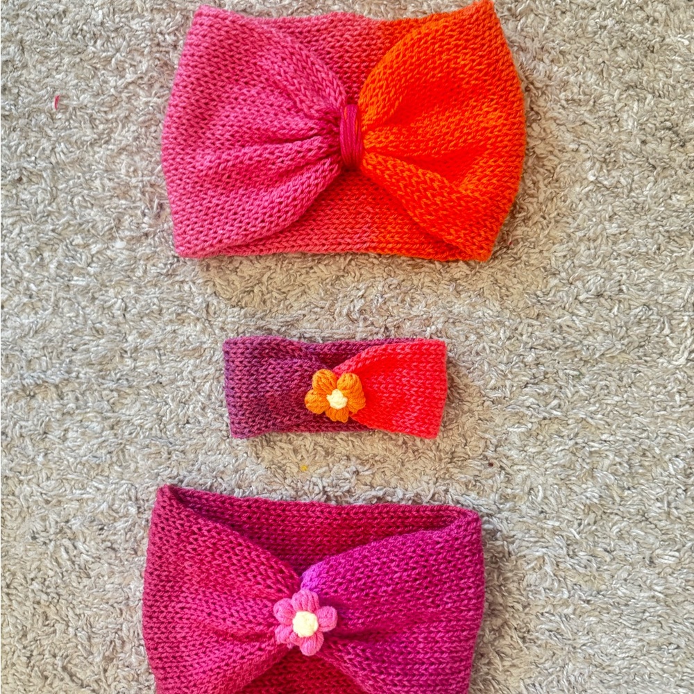 Colorful Knitted Headband Ear Warmer Set for Mommy and Baby
